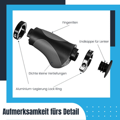 PRUNUS Bike Grips Ergonomic Short, Bike Grips Twist Shift, 22mm Bike Grips/Handlebar Grips with Double Lock-On Design, Handlebar Grips for MTB, Road Bike, BMX, Scooter, etc.