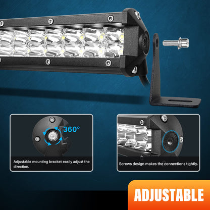 RIGIDON 20 inch 50 cm 144W Spot outdoor aluminum LED light bar, 12V 24V Waterproof warm white off-road lighting for car SUV off-road ATV SUV truck tractor vehicles 4x4, LED fog lights 6000K.