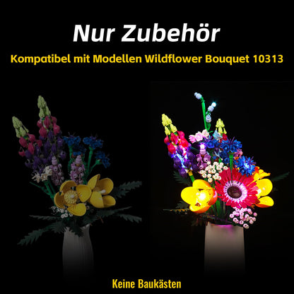 LED light set for Lego Wildflower Bouquet set 10313 (no model), LED lighting set for Lego Icons Wildflower Bouquet 10313 artificial flowers Valentines Day gift for adults unique home decor