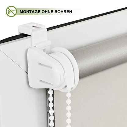 Blackout roller blind without drilling Clampfix, Cream B40xH210cm (fabric width 35cm) Thermo roller blinds for windows without drilling Roller blinds for indoor blackout & sun protection Side pull roller blind Clamp roller blinds for windows