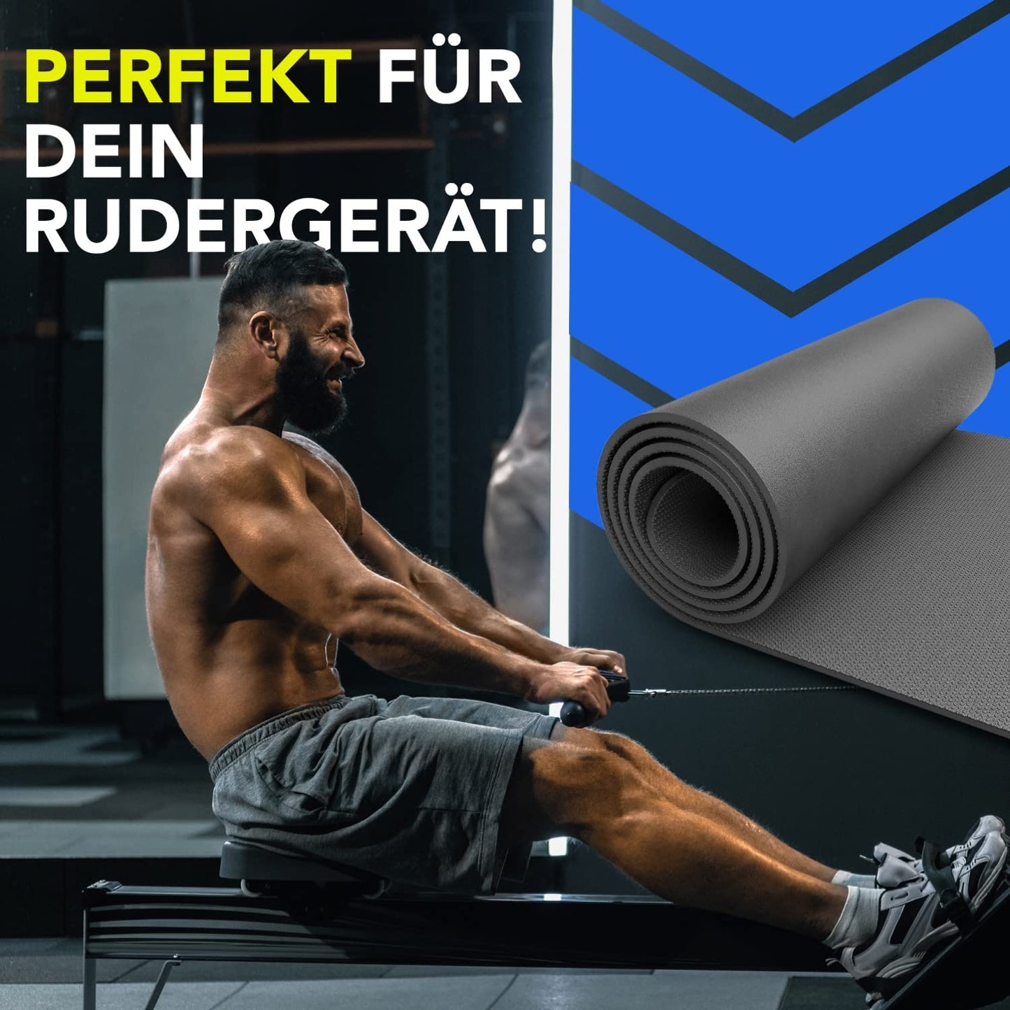 LILENO SPORTS Floor Protection Mat (90x200 cm) - extra durable treadmill mat 8 mm thickness - fitness underlay mat for elliptical trainers, roller trainers, and other fitness equipment - also suitable for yoga