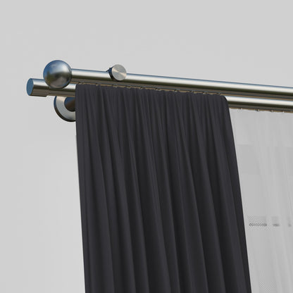 inDeco COLUMBES, curtain rod with inner track Ø 16 mm made to measure, 2-rail, stainless steel look, complete set with accessories.