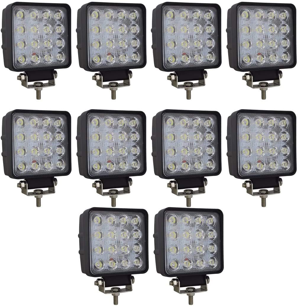 Willpower 10pc LED Spotlight 4'' 10cm 48W LED Work Light 12V 24V Auxiliary Light Car Reverse Light Led Waterproof for Off-road Tractor SUV ATV Place
