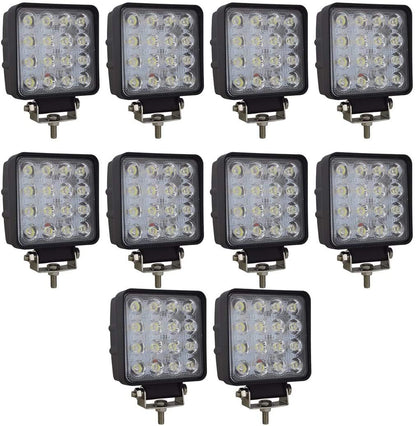 Willpower 10pc LED Spotlight 4'' 10cm 48W LED Work Light 12V 24V Auxiliary Light Car Reverse Light Led Waterproof for Off-road Tractor SUV ATV Place