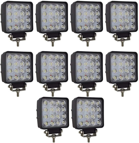 Willpower 10pc LED Spotlight 4'' 10cm 48W LED Work Light 12V 24V Auxiliary Light Car Reverse Light Led Waterproof for Off-road Tractor SUV ATV Place
