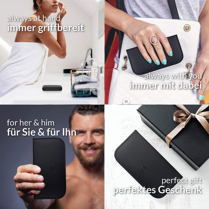 Manicure Set Solingen with top price/performance ratio - synthetic leather case handy and soft - 6-piece nail set for ladies and gentlemen marQus made of shiny nickel-plated polished steel.