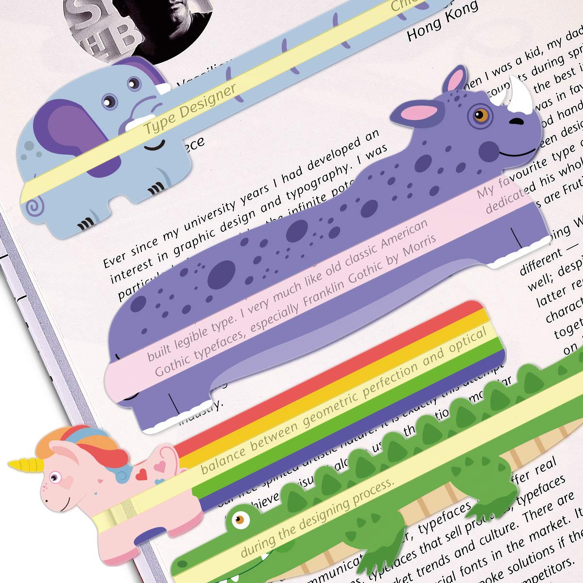PAPERKIDDO guided reading strips, animal-shaped highlight bookmarks assist in reducing visual stress, reading rulers for kids, teachers, and dyslexics.