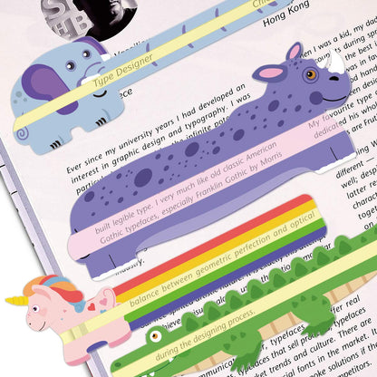 PAPERKIDDO guided reading strips, animal-shaped highlight bookmarks assist in reducing visual stress, reading rulers for kids, teachers, and dyslexics.