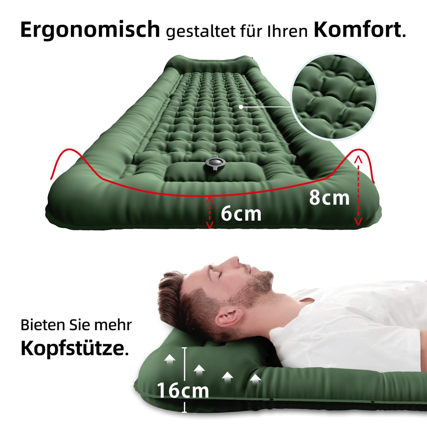 Shuoo self-inflating sleeping pad 12CM thickened 72CM extra wide camping mattress ultralight with foot pump & pillow waterproof air mattress ultra small pack for outdoor hiking