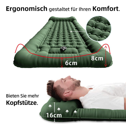 Shuoo self-inflating sleeping pad 12CM thickened 72CM extra wide camping mattress ultralight with foot pump & pillow waterproof air mattress ultra small pack for outdoor hiking