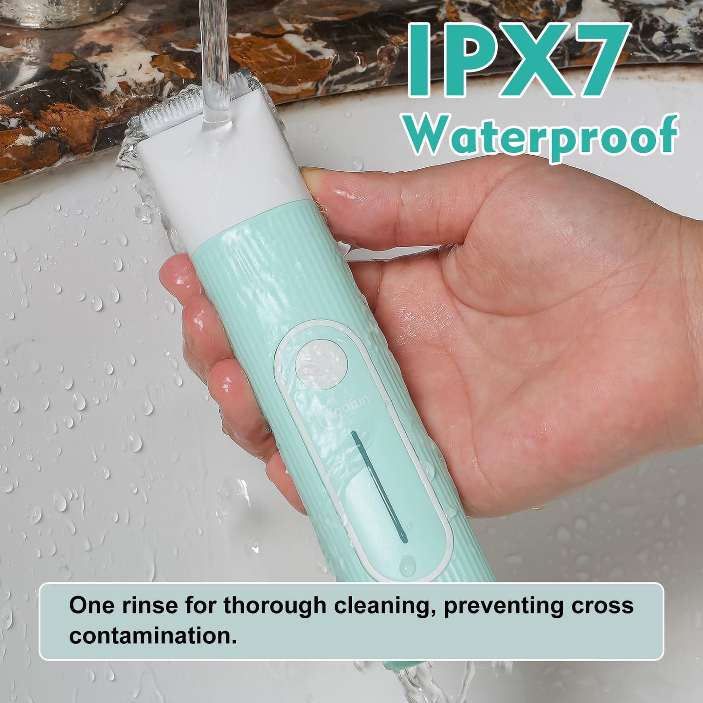4 in 1 Quiet Dog Clipper for Poodles: IPX7 Waterproof Small Dog Hair Clipper with 4 Sizes Trimmer Head, Rechargeable Paw Clipper for Cats, Eyes (Blue)