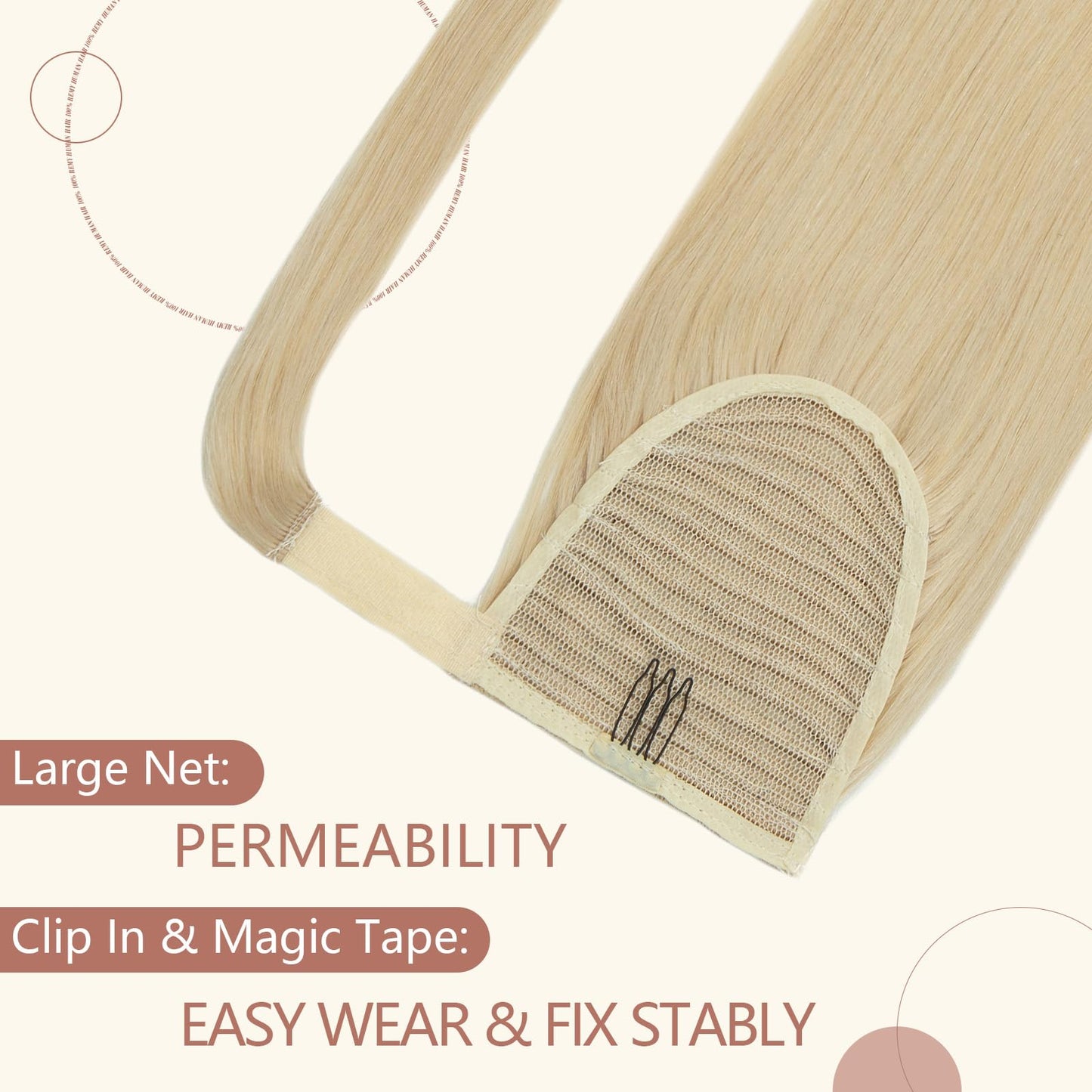 Elite Ponytail Hairpiece Extensions 100% Real Hair Hair Extension Women Clip in Ponytail Extension Blonde Black Straight 40cm 80g #613 Bleached Blonde