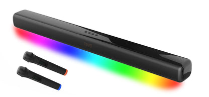 Vocal-Star Karaoke Machine, Soundbar, 250w, 2 wireless UHF microphones, wall mount, 9 RGBW light effects, remote control, HDMI ARC, BT, AUX, Optical.