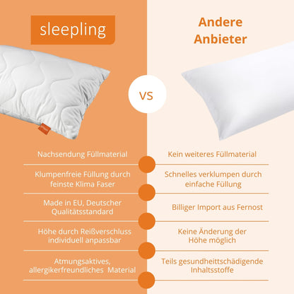 Side sleeper pillow 40 x 200 cm, body pillow with 100% soft microfiber cover, guaranteed fill quantity, 60 degree washable, Ökotex certified.