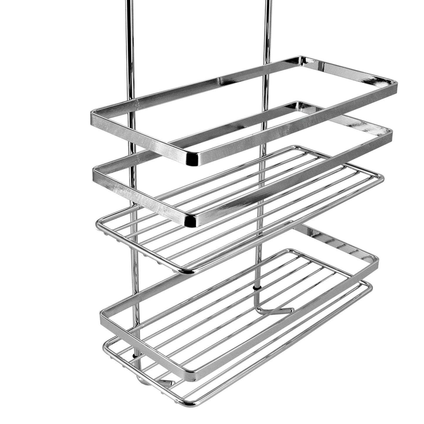 Euroshowers hanging stainless steel shower caddy - no drill shower shelf non-slip shower basket with towel holder height 77 cm