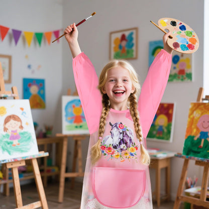 Tutukyle Kids Apron - Waterproof Art Smock for 1st Grade School, Children's Apron for ages 6 and up, Kids Apron with Pockets, Painter's Smock for Crafting, Painting, Cooking.