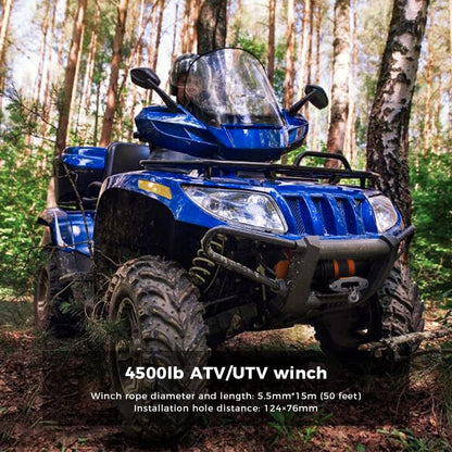 Anbull 12V Electric Winch, 4500 LBS/2045 Kg Motor Winch Rope Hoist, Synthetic Rope, Waterproof to IP67, Nylon Rope, with Mounting Bracket and Remote Control *2, Compatible with ATV UTV