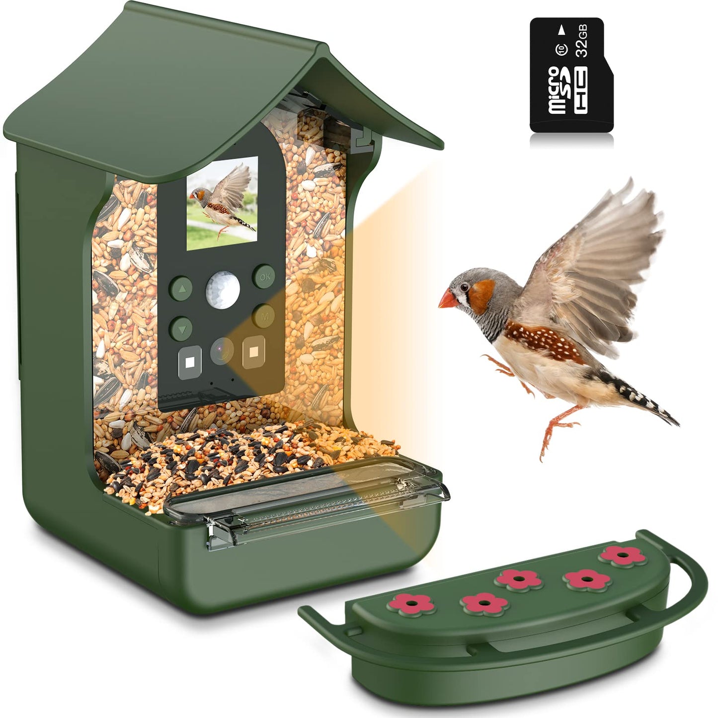 Cozion birdhouse with camera, 1080P HD birdhouse camera, night vision bird feeder, automatic video/photo recording of birds. Bird feeder with camera 32GB.