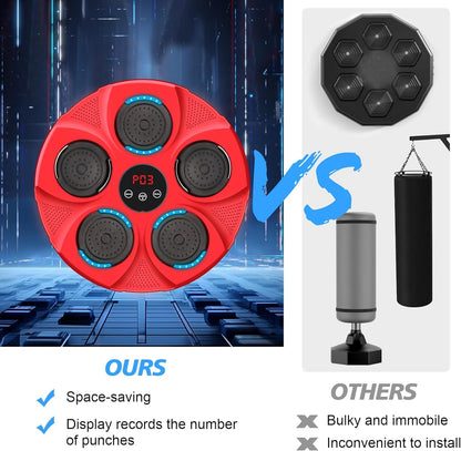 INMORVEN Music Box Machine, Punching Bag Kids Wall Mount for Boxing Equipment 15.7 Inches, Smart Electronic for Home, Focus Agility Training for Kids and Adults (Red)