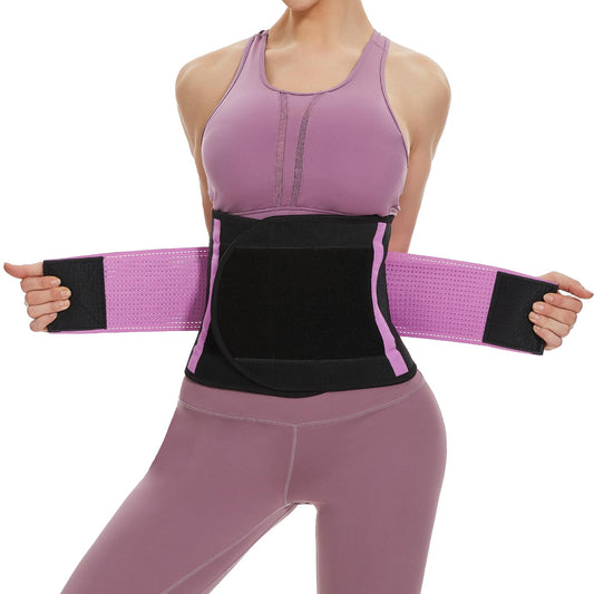 SIHOHAN Waist Trimmer Belt, Sweat Belt Fitness Belt, Adjustable Waist Trainer Belt, Waist Trainer, Belly Belt for Men and Women (Purple, S)
