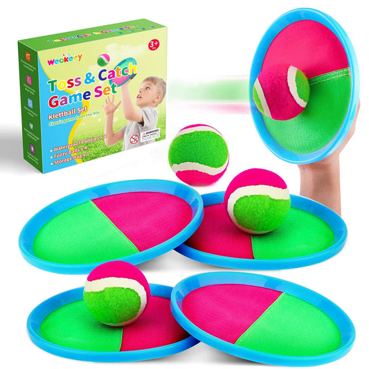 Weokeey Velcro ball game beach toy pool toy water toy kids outdoor games garden games travel games velcro ball throwing game children's toy gift 3 4 5 6 7 8 years old boy girl