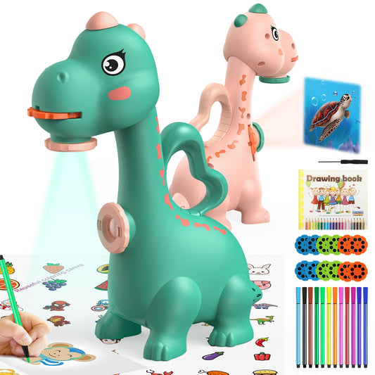 KETIEE Character Projector for Kids Boys Girls Toy, 2-in-1 Projection and Drawing Projector with 96 Patterns Dinosaur Gifts for 3 4 5 6 7 Year Old Boys Girls Magic Board(Green)