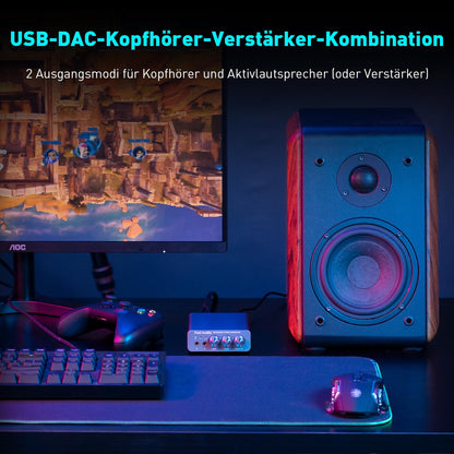 Fosi Audio K5 Pro headphone amplifier, USB C DAC headphone amplifier HiFi, USB/Optical/Coaxial/Microphone inputs to 3.5mm AUX/RCA output, Gaming DAC AMP Hi-Res for PS5/PC/MAC/Active Speakers.