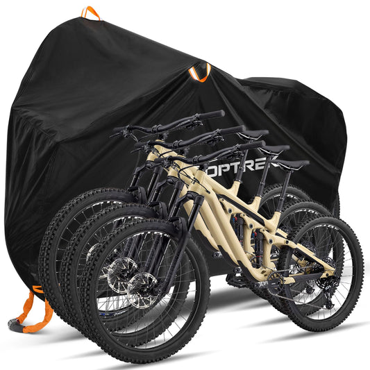 Toptrek bike cover for 3 bikes Waterproof 210D Oxford fabric Bike garage Outdoor 220 x 120 x 110 cm High-quality bike cover with lock holes Sun protection Tear resistance with bag