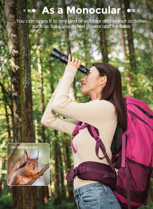 Apexel HD 36X telephoto lens mobile telephoto lens with tripod for iPhone 12/11 Pro, Samsung, Huawei, and most smartphones.