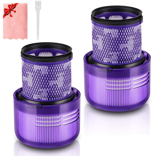morpilot Filter for Dyson V11, 2 Pack Replacement Filters for Dyson V11 V15 SV14 SV22 Absolute Animal Extra Pro Detect Torque Drive Cordless Vacuum, Washable Filter Replace #970013-02 (Towel + Brush)