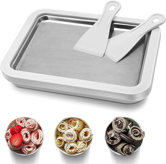 Ice cream maker, 26 x 21 cm, Rolling ice cream machine for kids and families - Includes ice cube maker and accessories Rolling ice machine plate, Ice Rolls machine, Ice cream machine, Ice Rolls plate