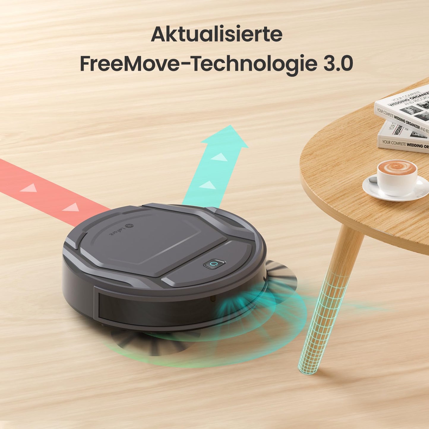 LEFANT M210PG robot vacuum with 2200 Pa, WiFi, compatible with Alexa and app control, 120 min runtime, optimized for carpets, pet hair, and hard floors with charging dock.