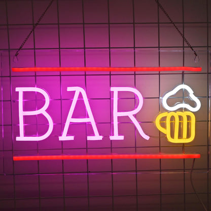 SIGNSHIP Beer Neon Sign BAR Letter LED Neon Light Wall Light for Bar Party Nightclub Man Cave Restaurant Festival Celebration Decor Party Sign