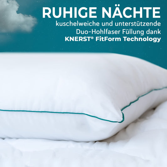 KNERST® 2-piece dream pillow set for snuggling - pillow 80x80 cm for irresistibly soft nights - ergonomic sleep pillow perfect for any sleeping position - cushion, Öko-Tex, Made in Germany.