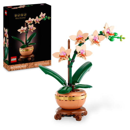 LEGO Botanicals Mini Orchid - Artificial flower set - Decor for living room or office - Gift for women and men - Fake plants - Building set for adults 10343