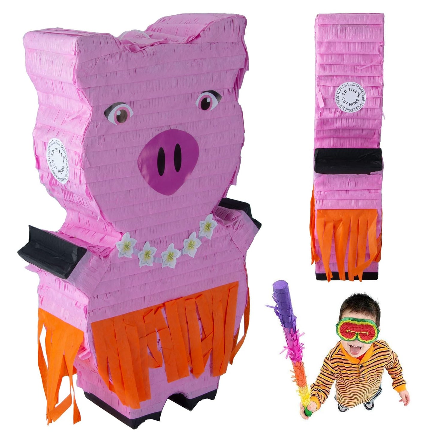 Pinata party decoration for filling with candy for kids' birthday, wedding, or party (pig).