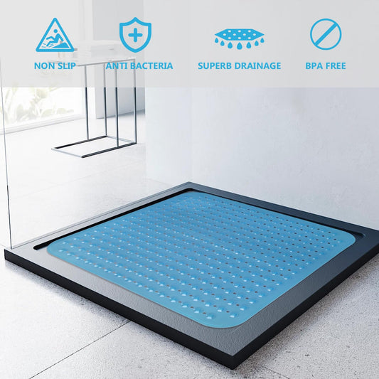 Non-slip 80x80 shower mat with suction cups, PVC shower mat with anti-slip features, non-slip shower insert.