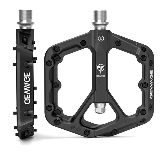 Daring Mountain Bike Pedals, Non-Slip MTB Pedals made of Nylon Fiber, 9/16-inch Bike Pedals, Lightweight and Wide Flat Platform Pedals (Black)