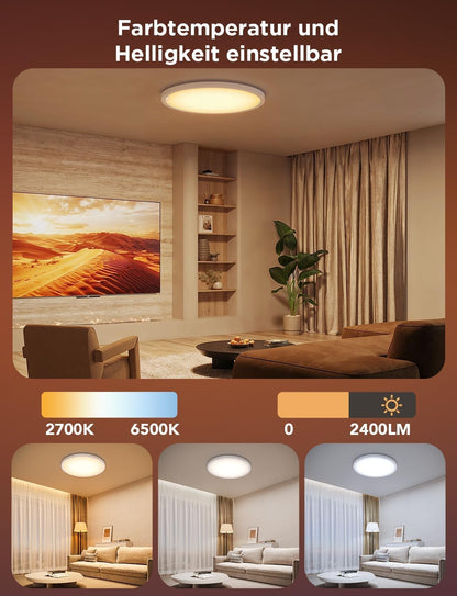 Govee RGBIC Smart Ceiling Light, 24W Ø30cm dimmable LED Ceiling Light, LED Ceiling Lamp with 16 million DIY colors, Compatible with Alexa & Google Assistant, for bedroom, 2 pieces.