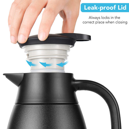 Tiken 1.5L thermos jug stainless steel double-walled vacuum insulation insulated coffee pot black