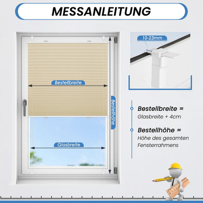 TFSKY Pleated Shade without Drilling Darkening Clampfix Light Beige W39.4 x H47.2 in Thermo Pleated Shades Darkening 100% Lightproof Pleated Blind for Window & Door Blackout Pleated Shade Sun Protection Privacy Screen