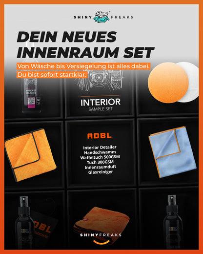 ADBL Car Care Set: Interior Experience Set Car Cleaning Kit Interior Care - Interior Cleaner Glass Cleaner Interior Scent Air Freshener Hand Polishing Sponge Microfiber Cloth Cleaning Cloth | 8-piece