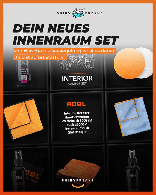 ADBL Car Care Set: Interior Experience Set Car Cleaning Kit Interior Care - Interior Cleaner Glass Cleaner Interior Scent Air Freshener Hand Polishing Sponge Microfiber Cloth Cleaning Cloth | 8-piece