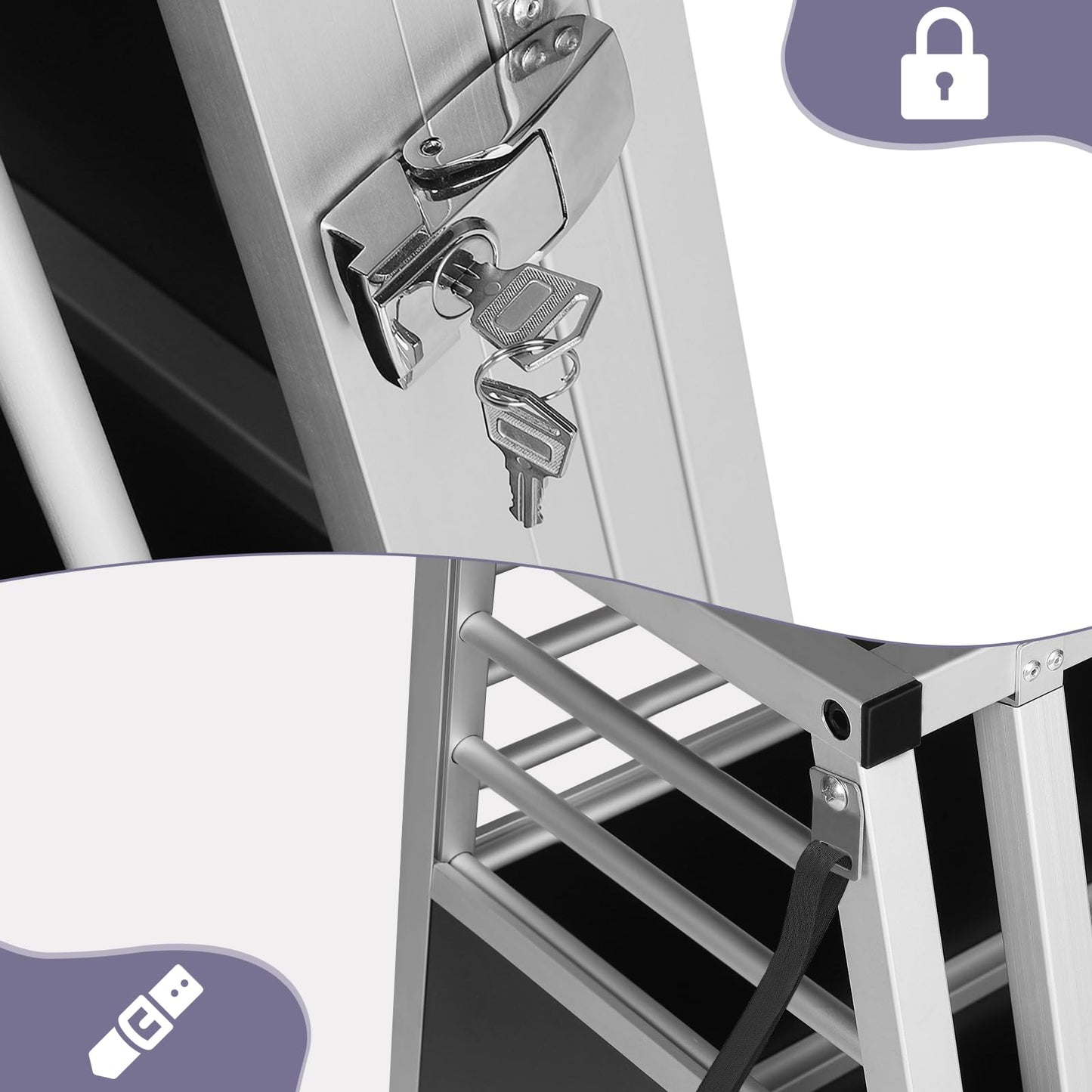 EUGAD Dog Transport Box Aluminum, Trunk Transport Box for Large/Medium Dog Cat 80x65x65cm, Car Transport Boxes Car Dog Box Home Travel, Easy to Clean and Stable