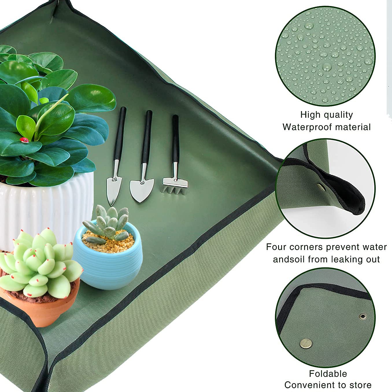 Secwell 25 Pieces Mini Plant Tool Set Succulent Plant Garden Tool With Waterproof Garden Mat Foldable Mini Garden Hand Tool Set for Succulents Potted Plant