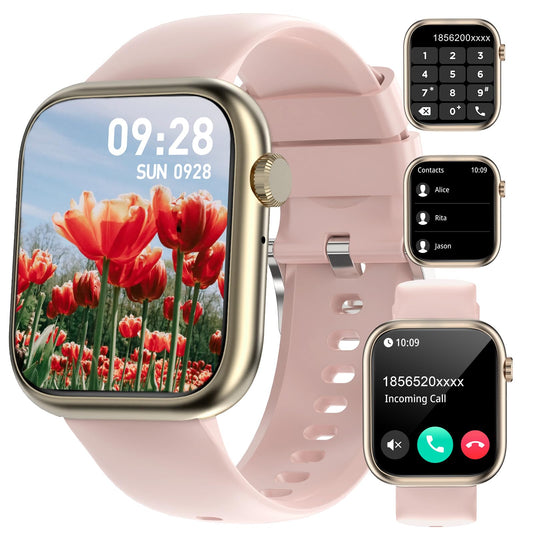 fitonyo Smartwatch for Women with Phone Function, 1.83" Inch Touch Screen Smart Watch, 110+ Sport Modes Sleep Monitor Heart Rate Monitor, IP68 Waterproof Watch, Fitness Tracker Sport Watch Smartwatch for iOS Android, Pink