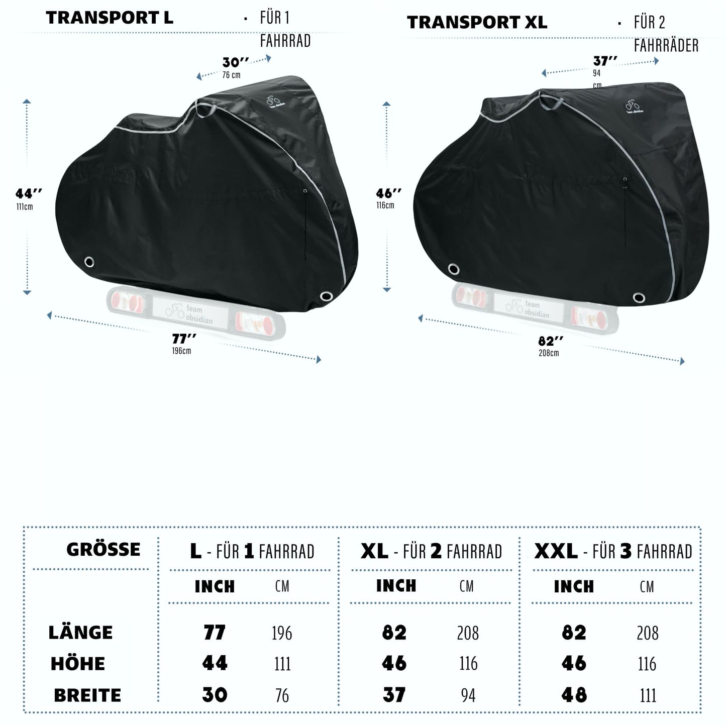 TeamObsidian Bike Shed Weatherproof - Waterproof Bike Cover - 600D Bike Garage Outdoor - 1 to 3 Bikes - Bike Tarp Bicycle Cover - Bike Protection Cover on the go