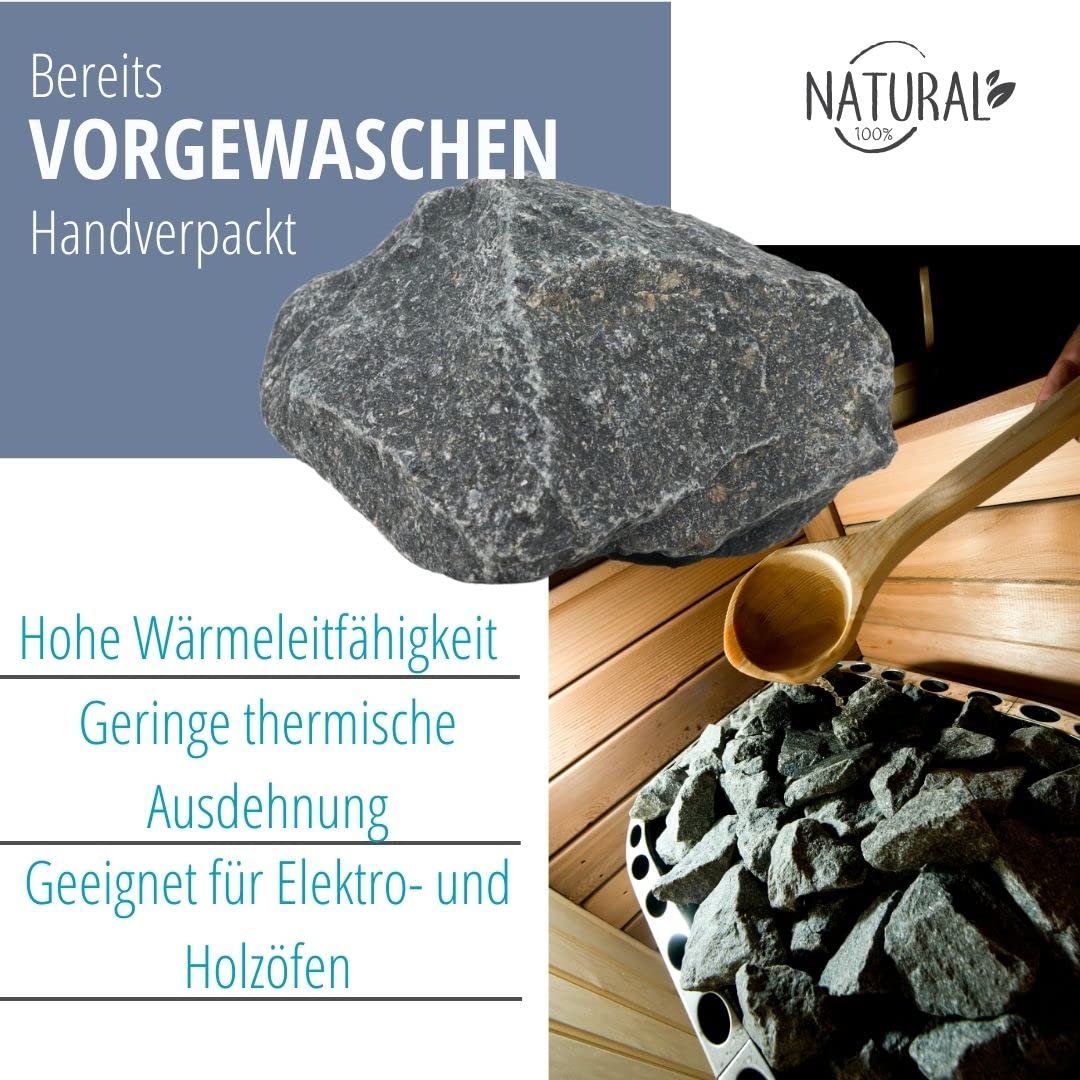 ULTINESS - Sauna stones 20 kg OLIVINE DIABASE Finnish infusion stones Steam stones for sauna stove Electric stove Wood stove Sauna accessories