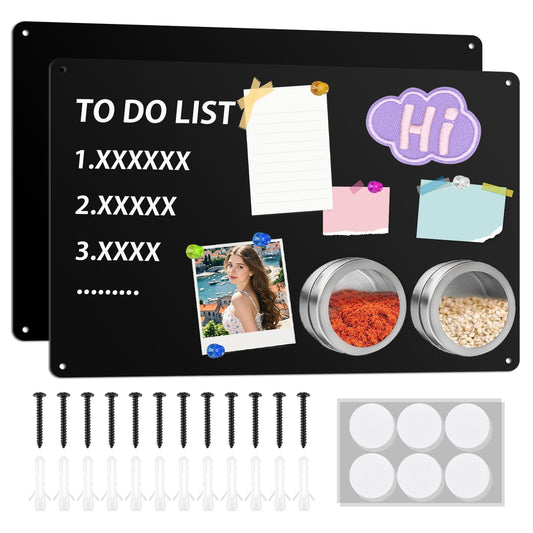 ALANGDUO 2 Pieces Black Magnetic Board, 42 X 30cm Magnetic Bulletin Board, Magnetic Chalkboard for Displaying Notes, Photos, Spice Jars, for Home Office Kitchen