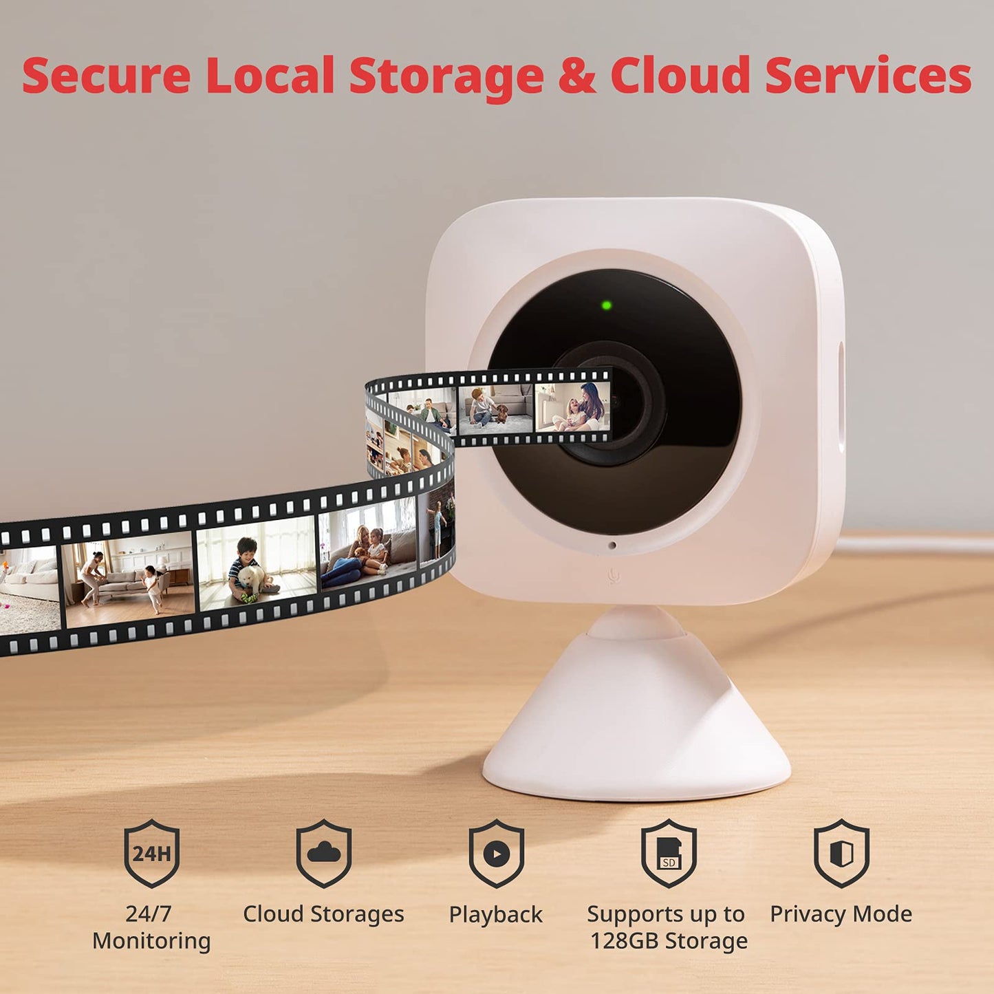 SwitchBot Security Indoor Camera, motion detection for baby monitor 1080p smart WiFi pet surveillance camera for home security with night vision, two-way audio, works with Alexa